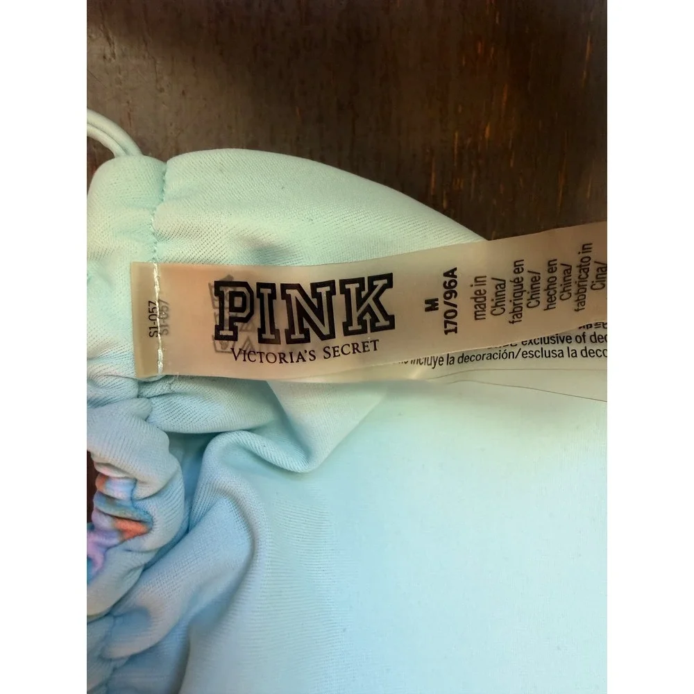Victorias Secret PINK Pastel Marble Swirl Triangle Bikini Top Mint Purple M